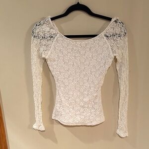 Guess White Lace Long Sleeve Bodysuit